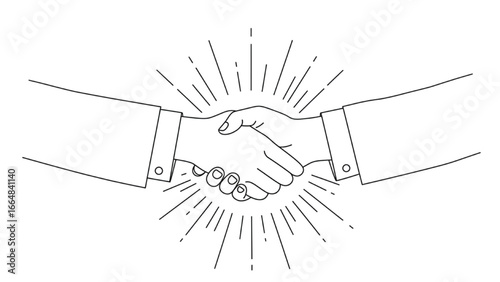 handshake continuous line drawing symbolizing agreement partnership trust collaboration and unity in black and white modern design