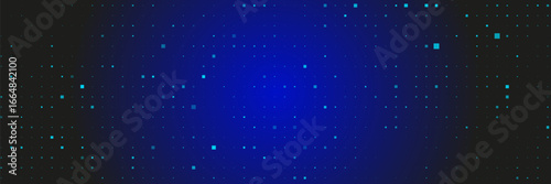 Digital Pixel Explosion. Abstract Virtual Cyber Space Data Flow. Halftone Pixel Effect Round Explosion. Vector Illustration.