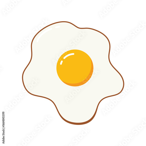 Sunny Side Up Egg Cartoon Illustration on White Background for Breakfast or Food Related Designs