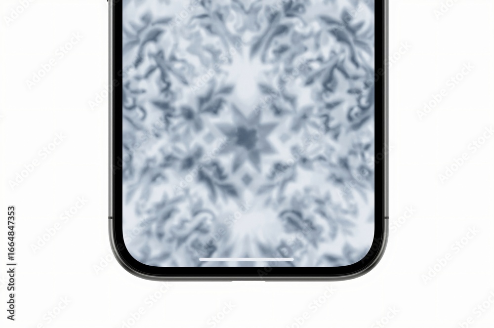 Fototapeta premium Smartphone displaying abstract winter design wallpaper