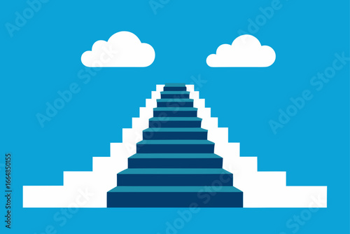 Endless Stairway Disappearing into Clouds Illustration