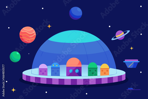Intergalactic Marketplace Under Starlit Dome