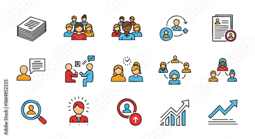 comprehensive illustration of diverse human interaction scenarios depicting teamwork communication and data analysis in a modern digital environment