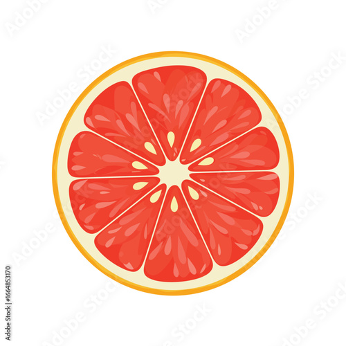 Vibrant Grapefruit Slice Illustration A Fresh and Colorful Citrus Fruit Design Element for Creative Projects