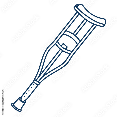 A blue crutch for medical assistance and support for people with injury and disability