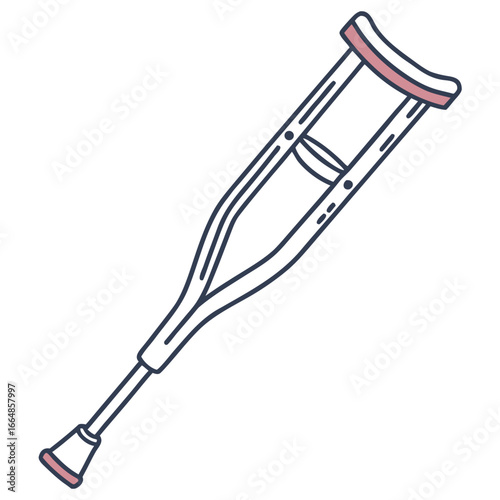 Illustration of a single crutch, a medical device used for support and mobility aid