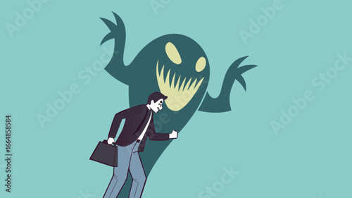 business fraud, deceive or hide the truth, business trap with the lure of success, fraud investment offers, businessmen who offer fake business or investments with the monster shadow