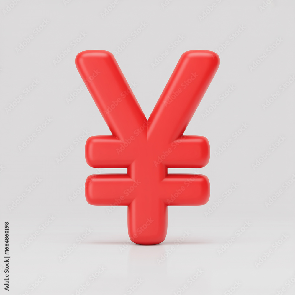 Obraz premium Red yen symbol 3d rendered with soft lighting and subtle shadow