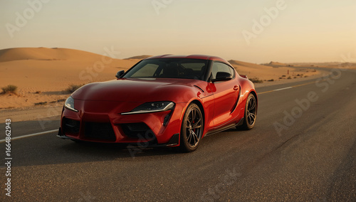 Red Sports Car in Desert