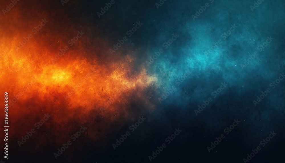 Fototapeta premium Abstract background with blue and orange gradient. Grainy texture effect adds a touch of grunge. Perfect for web banners, covers, posters. Ideal for creative projects, futuristic designs.