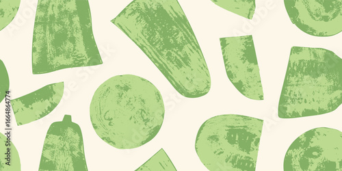 Seamless vector pattern with zucchini and courgette silhouettes, rustic organic textures for eco textile design, fabric print, natural home decor, healthy lifestyle concept.