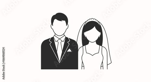Vector art of bride and groom couple illustration
