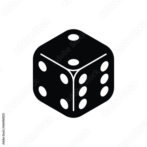 Dice cube icon. Six sided dice symbol isolated on white background. Vector illustration.