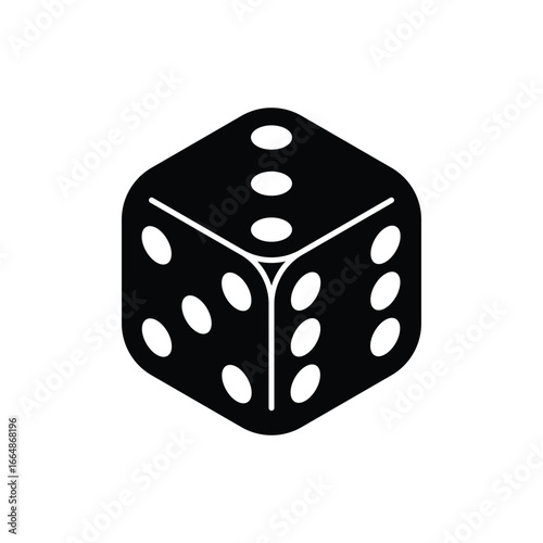 Dice cube icon. Six sided dice symbol isolated on white background. Vector illustration.