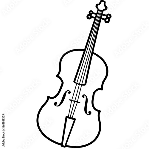 Vintage Cello Line Art Illustration