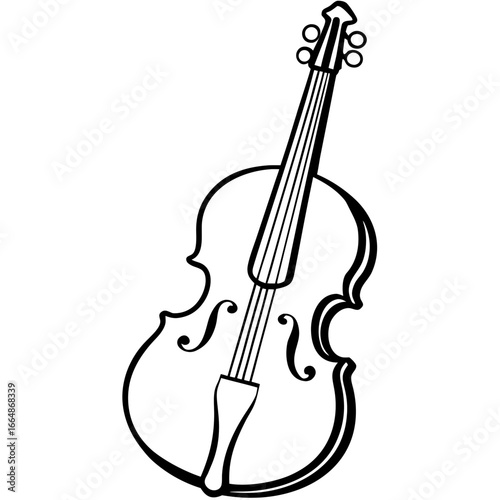 Vintage Cello Line Art Illustration