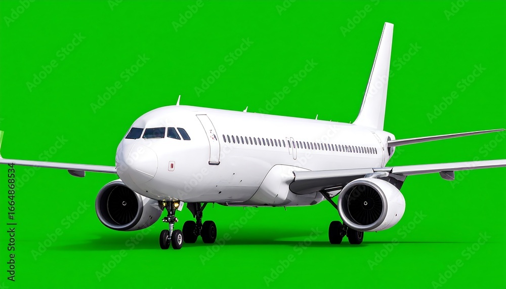 Fototapeta premium White Airplane Green Screen.