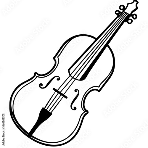 Vintage Cello Line Art Illustration