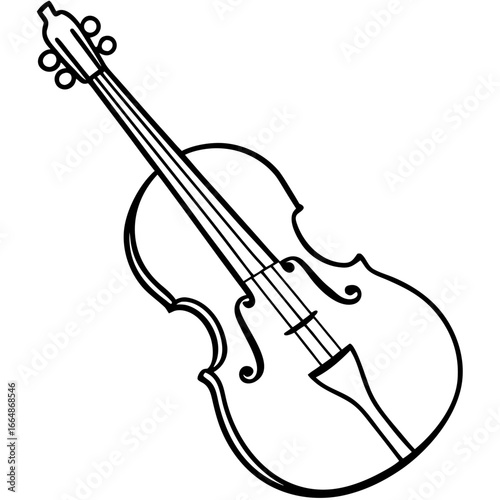 Vintage Cello Line Art Illustration