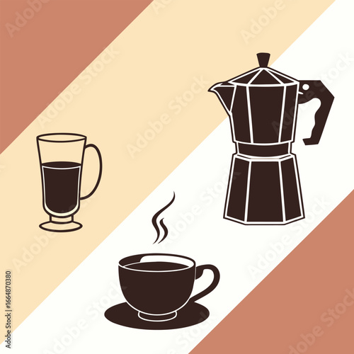 Coffee maker cup and glass drink