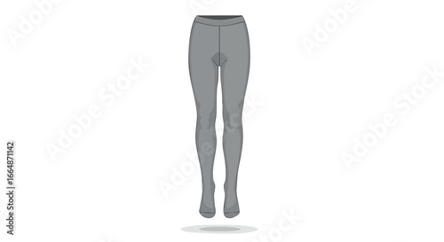 High-Quality Digital Illustration of a Pair of Gray Athletic Leggings on a White Background for Fashion and Apparel Design