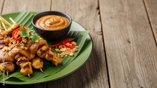 Indonesian Chicken Satay with Copy Space – 16:9