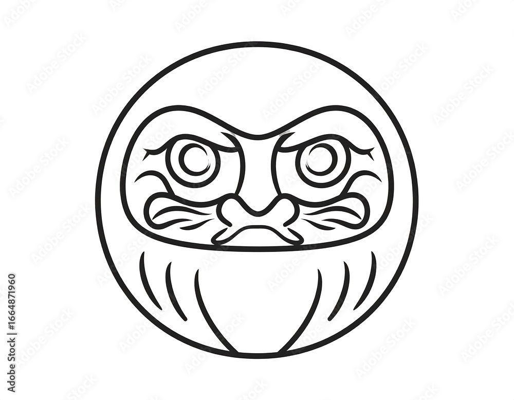 Fototapeta premium Round, stylized face, angry expression