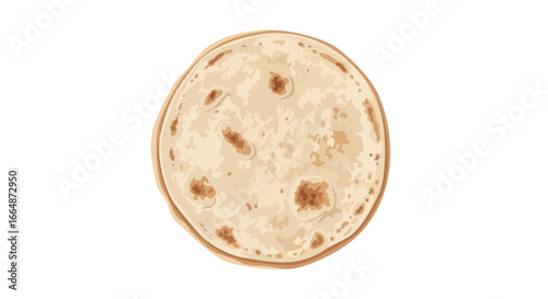 Digital Illustration of a Classic, Crispy Wheat-Based Flatbread with Golden Brown Spots and Soft Edges Suitable for Culinary and Food Design Projects