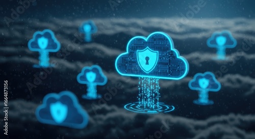 Wallpaper Mural Secure cloud network offers digital data protection and ensures reliable cybersecurity with advanced shield technologies Torontodigital.ca