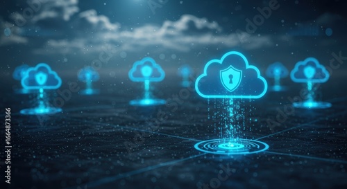 Wallpaper Mural Secure cloud computing network with data protection in modern digital technology for global business communication and online information Torontodigital.ca