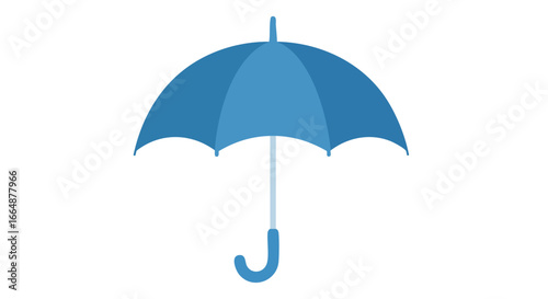 Stylish blue umbrella icon representing weather protection and outdoor shelter in a minimalistic modern design