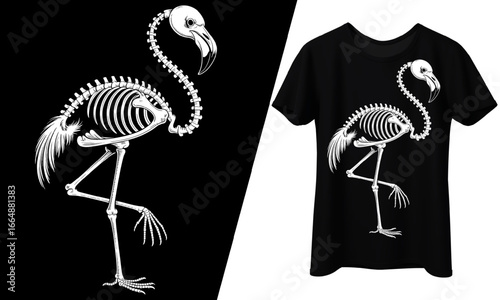 Halloween Flamingo Skeleton, Spooky SVG, T-Shirt Design.
