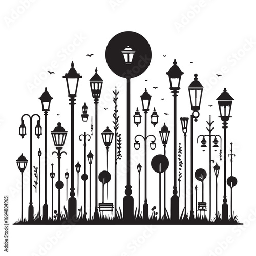 Vintage Street Lamp Post Vector Icon