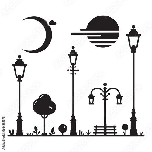 Vintage Street Lamp Post Vector Icon