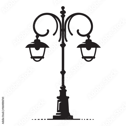 Vintage Street Lamp Post Vector Icon
