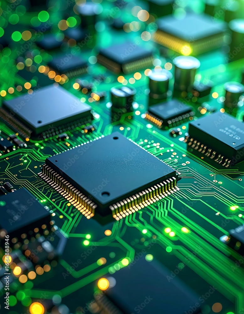 Obraz premium Close-up of circuit board with processor