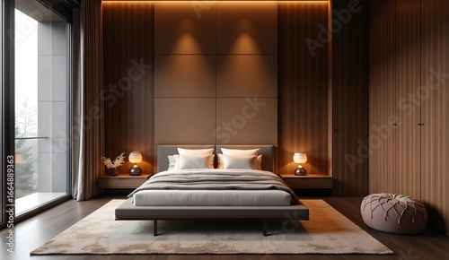 Modern Bedroom Interior with Luxury Bed