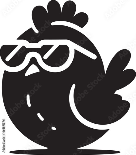 Cool Chicken with Sunglasses Vector Icon