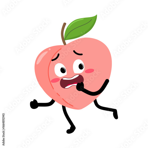 Cute Hand Drawn Peach Running Away Terrified