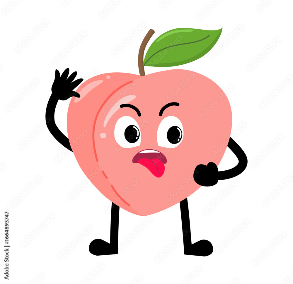 Fototapeta premium Cute Hand Drawn Naughty Peach Expression