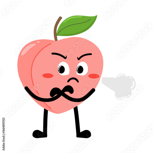 Cute Hand Drawn Annoyed Grumpy Peach
