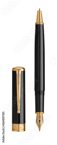 Luxurious black fountain pen with gold accents (2)
