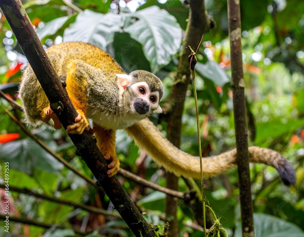 Fototapeta premium Close-up of a monkey in a lush forest
