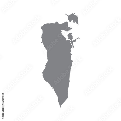Bahrain Country Grey Map on Isolated White Background