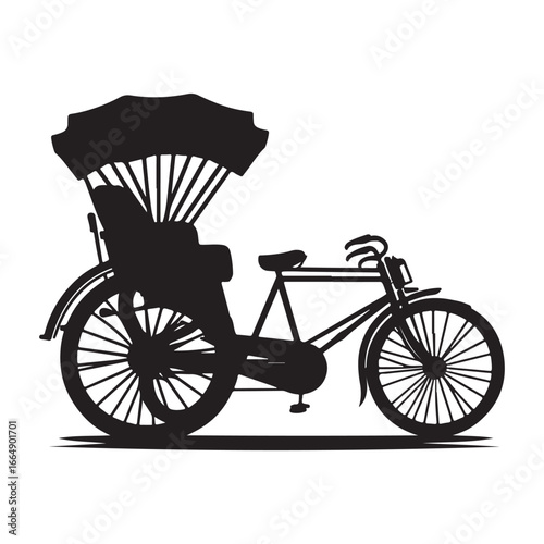 Vintage Bicycle Rickshaw Vector Icon