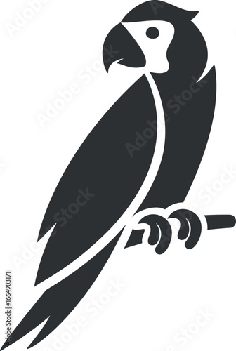 Parrot bird black silhouette vector illustratio