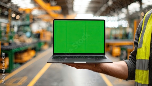 Laptop in a factory setting