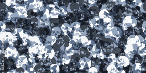 Seamless abstract skull camo pattern. Military-style city camouflage. Vector background for design projects.