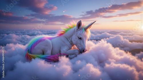 Traumhaftes Einhorn auf Wolkenbett - Cooles Wallpaper - Magisches Hintergrundbild