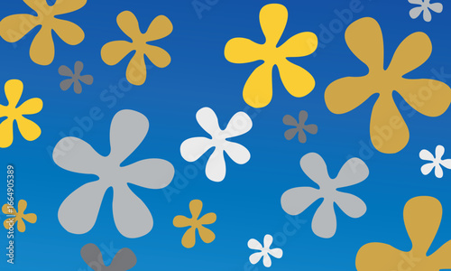 Fotografía Background of flowers and sky with flower shaped clouds